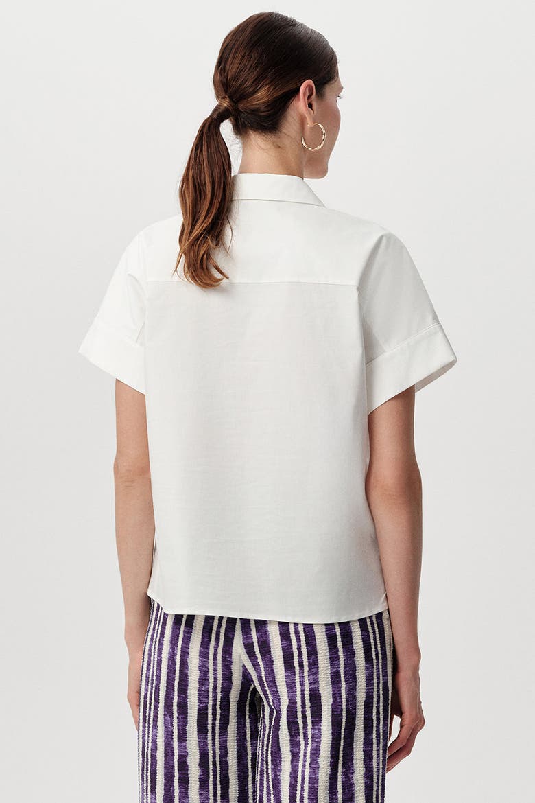 Tegan Shirt Collar Short Sleeve Poplin Shirt, Alternate, color, White