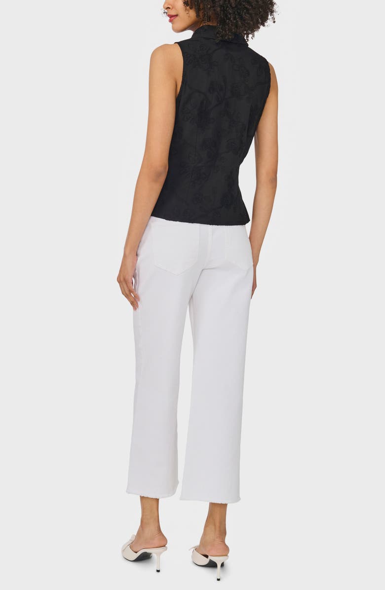 Ted Baker Floral Embroidered Sleeveless Button-Up Shirt, Alternate, color, Rich Black