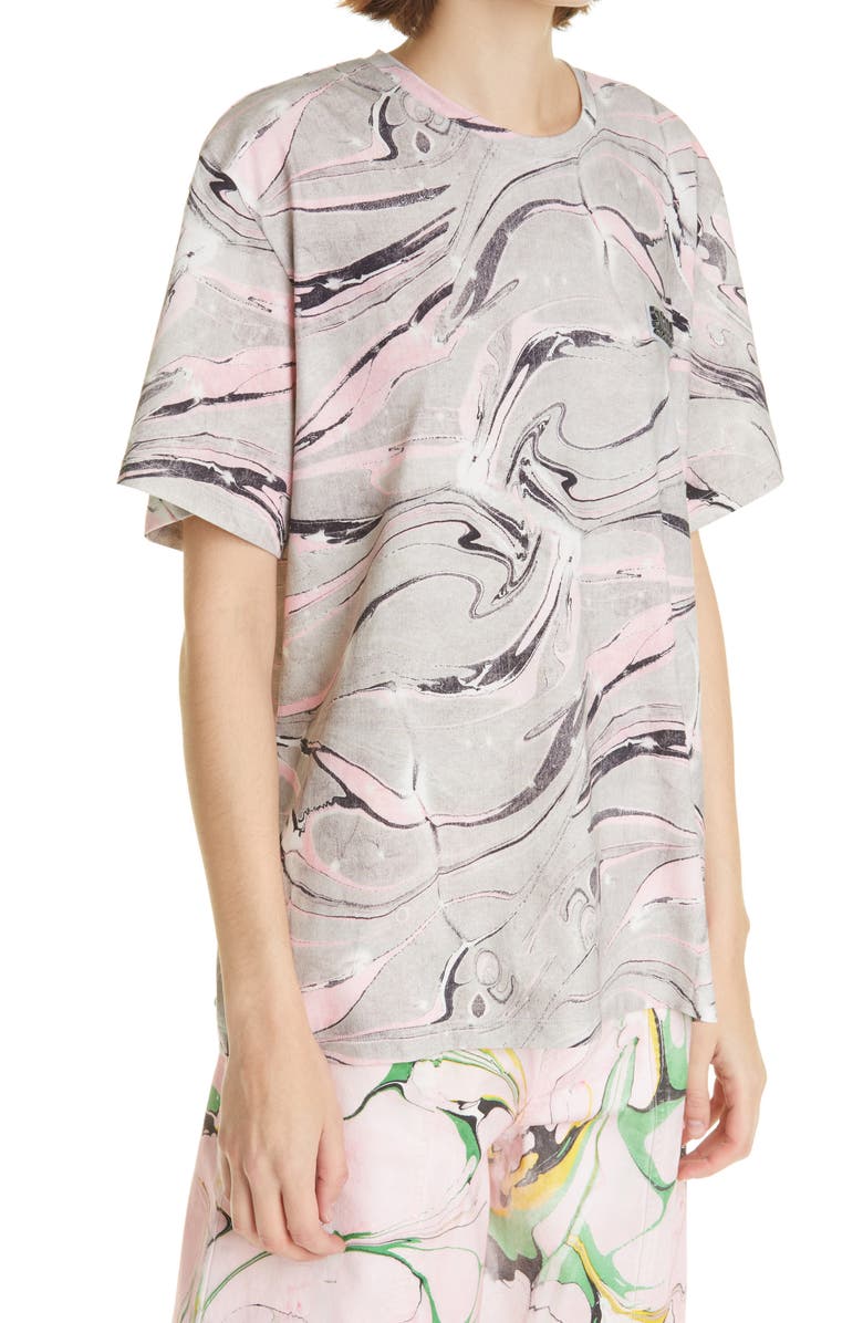Stella McCartney Marble Print Logo Organic Cotton T-Shirt, Alternate, color, 