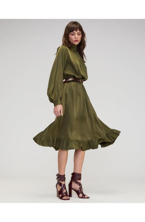 Cynthia Rowley Monroe Silk Charmeuse Dress In Dark_olive