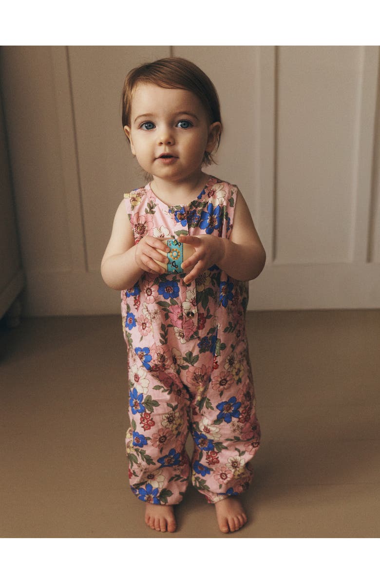 Mini Boden Button-Up Romper, Alternate, color, Pink Floral