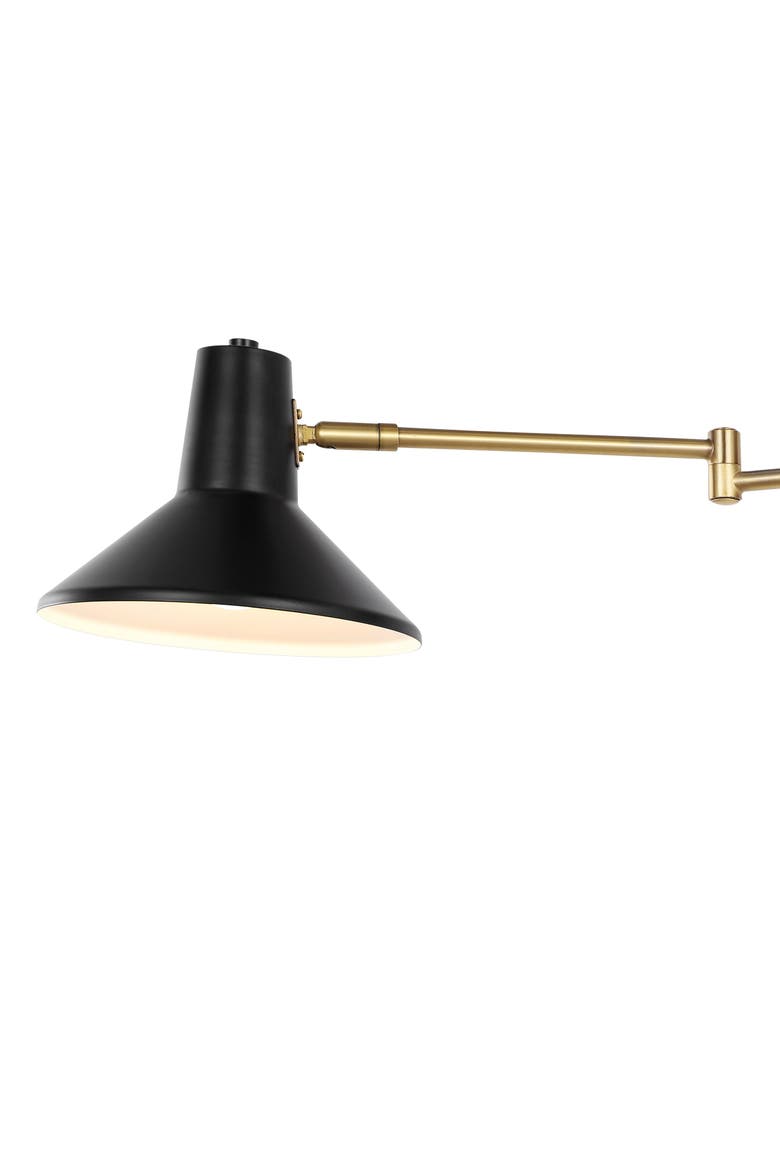 Hygge Swing Arm 1-Light Modern Midcentury Iron USB Charging Port LED Sconce, Alternate, color, Black