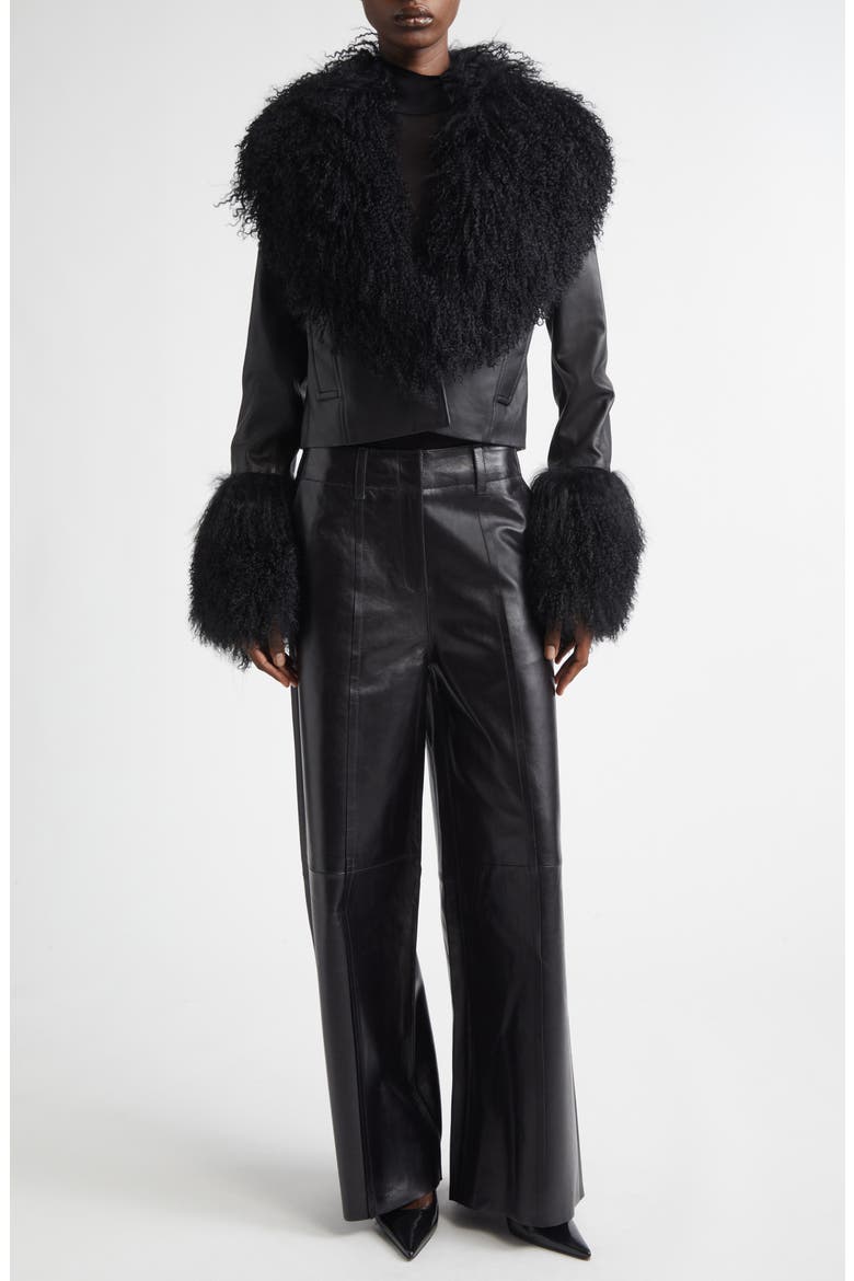 Mim Lambskin & Genuine Shearling Jacket, Alternate, color, BLACK/ BLACK