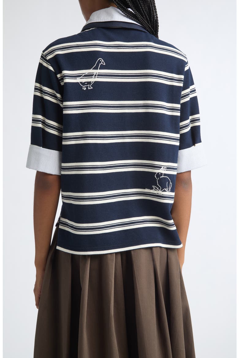 Mina Double Layer Polo Top, Alternate, color, NAVY