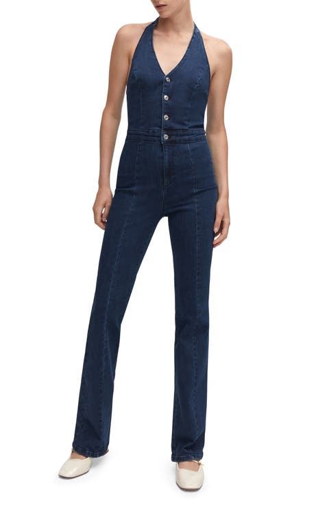 Denim Halter Jumpsuit