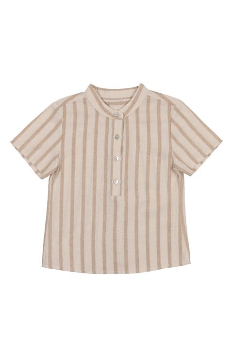 Stripe Band Collar Popover Shirt (Baby)
