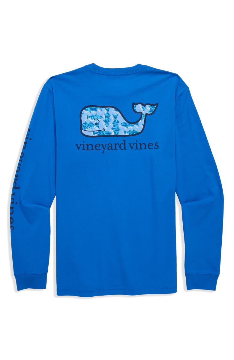 vineyard vines Rippled Fish Whale Fill Long Sleeve Pocket Graphic T-Shirt, Alternate, color, Tide Blue