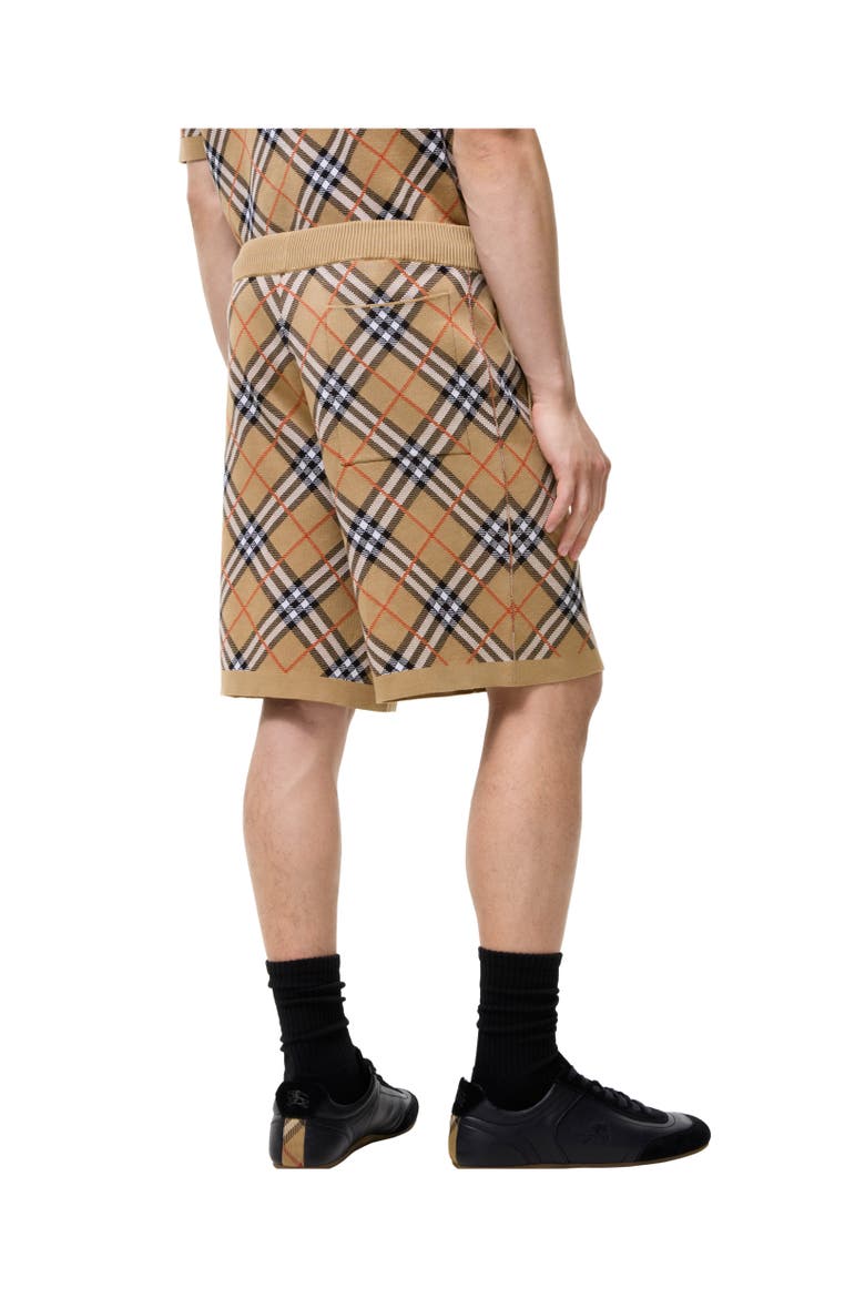 Check Cotton Blend Shorts, Alternate, color, Sand beige