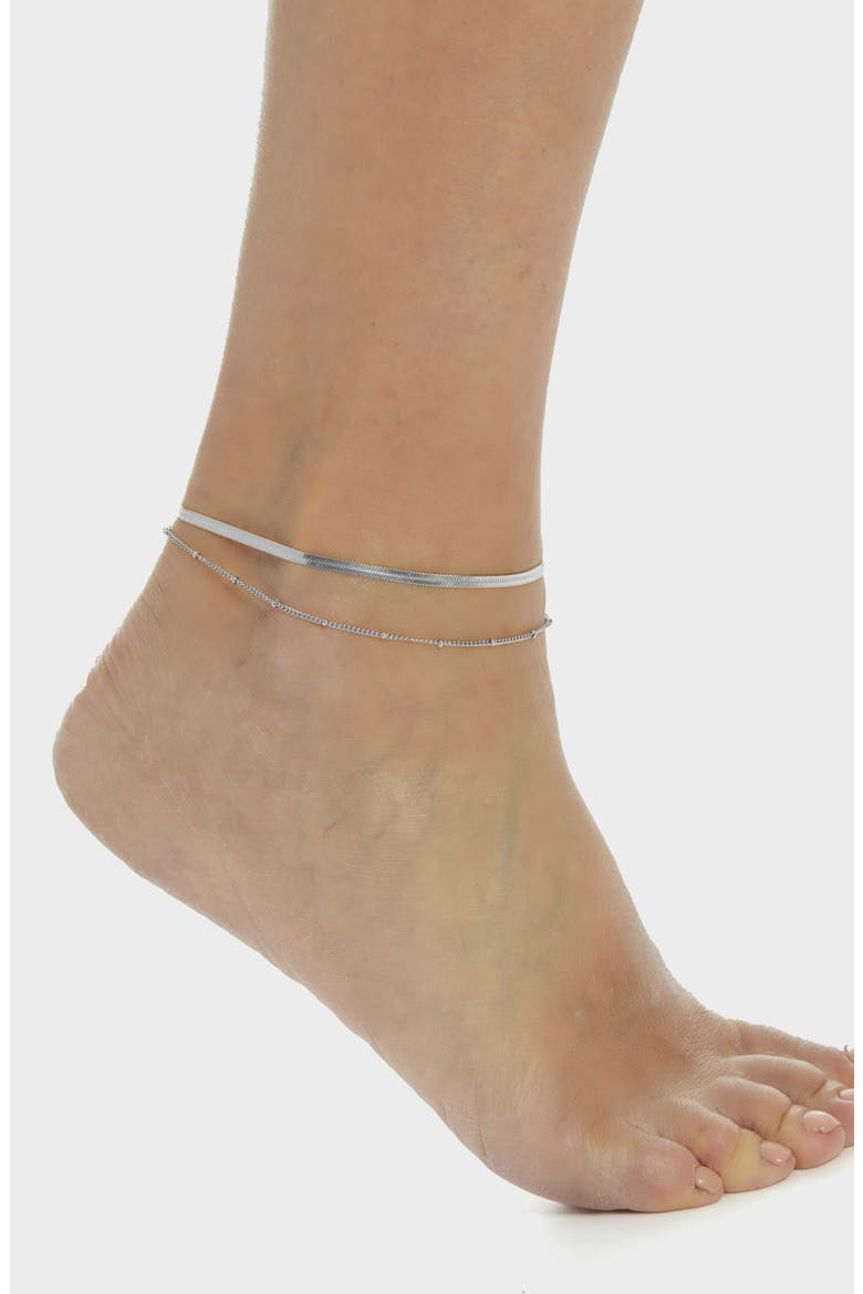 Layered Chain Anklet, Alternate, color, SILVER