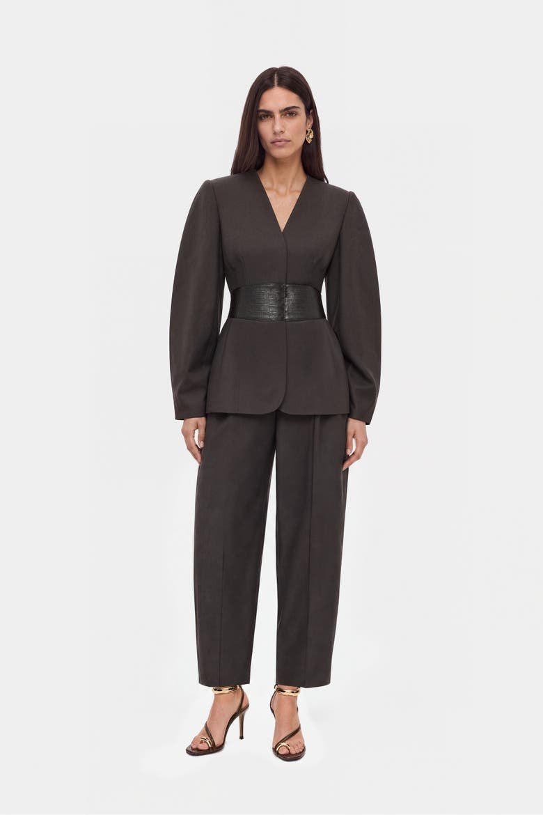 Pressed Crease Straight Leg Trousers, Alternate, color, Brown