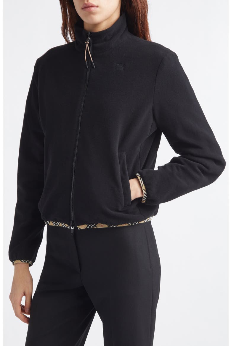 Angela Reversible Stretch Nylon & Fleece Jacket, Alternate, color, BLACK
