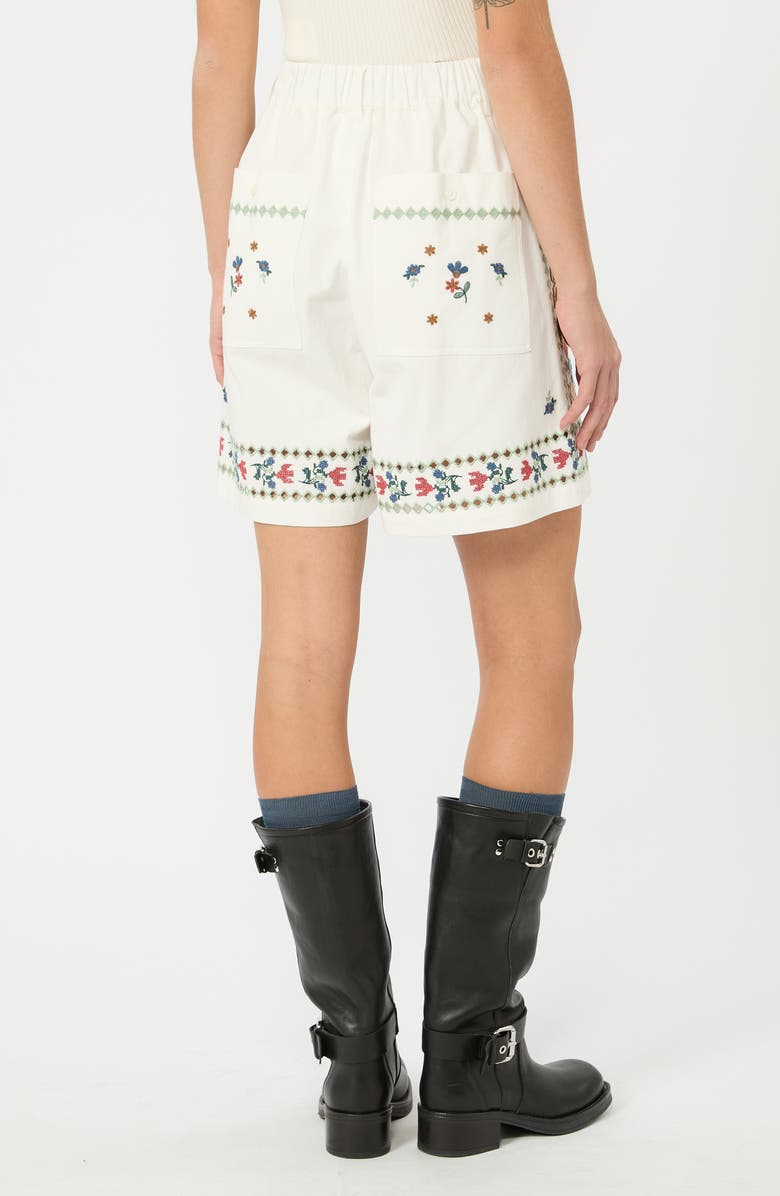 Weekend Max Mara Dobice Floral Embroidered Cotton Shorts, Alternate, color,