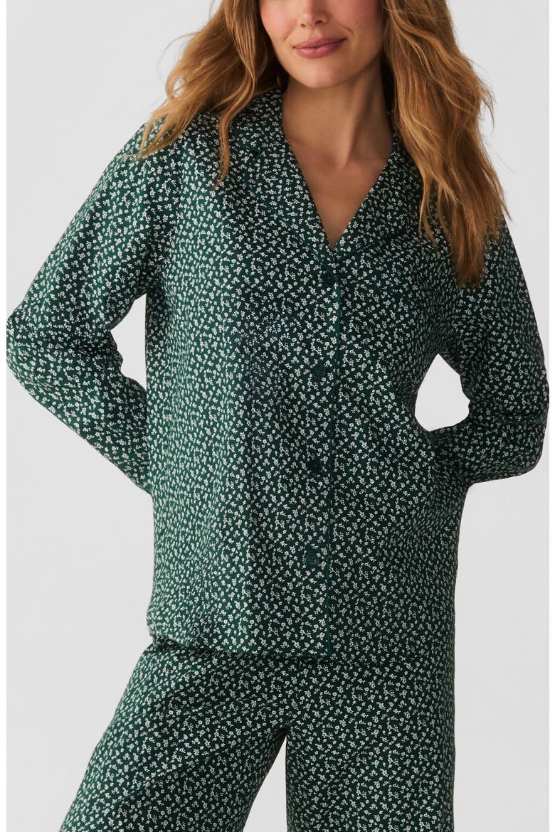 Floral Cotton Poplin Pajamas, Alternate, color, MEDIUM GREEN