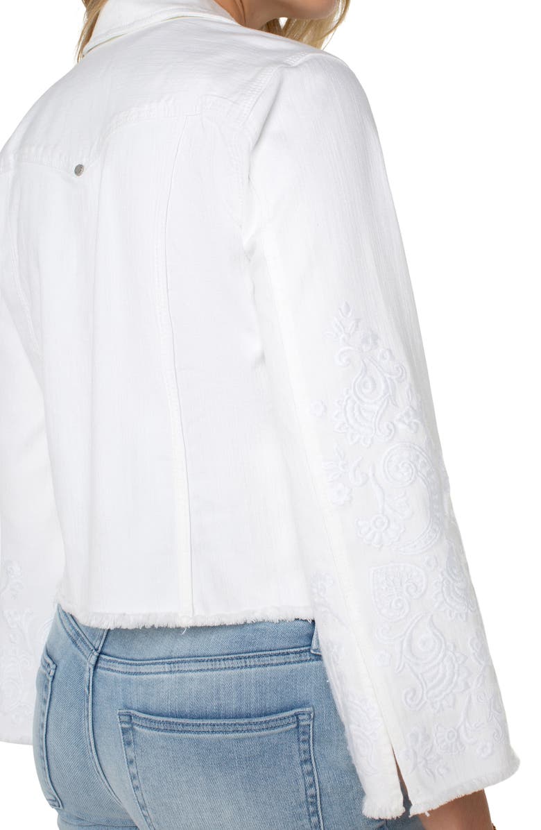 Liverpool Los Angeles Wide Sleeve Fray Hem Denim Trucker Jacket, Alternate, color, 