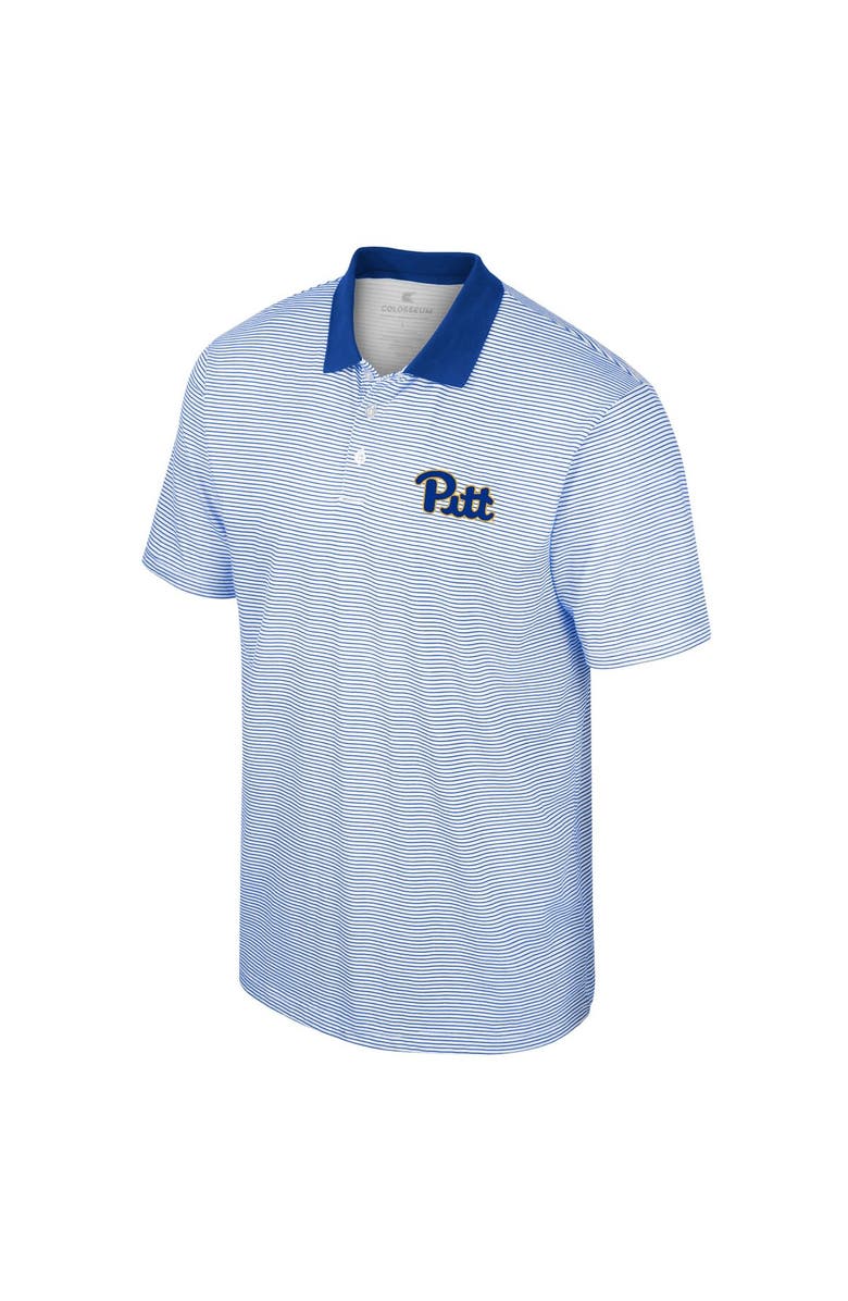 COLOSSEUM Men's Colosseum White/Royal Pitt Panthers Print Stripe Polo, Alternate, color,