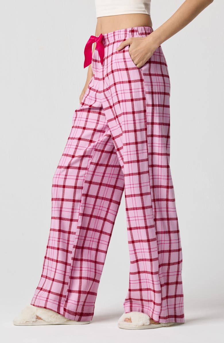 Florence by Mills Cozy Flannel Sleep Pants, Alternate, color, Mauve Mist Plaid