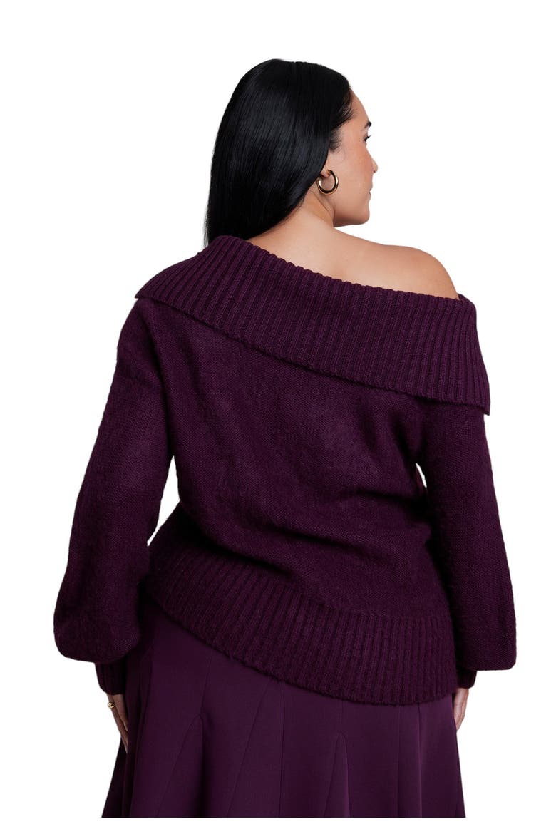 Off The Shoulder Oversized Sweater (plus), Alternate, color, POTENT PURPLE