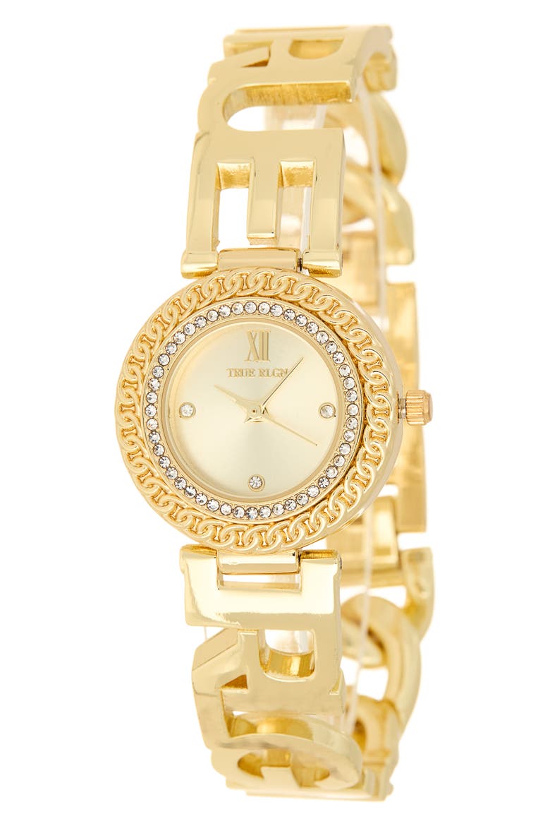 Crystal Logo Bracelet Strap Watch, 28mm, Main, color, GOLD
