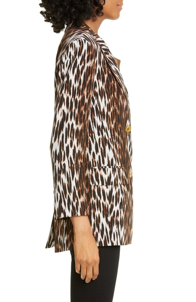 L'AGENCE Taryn Leopard Print Silk Blazer, Alternate, color, 