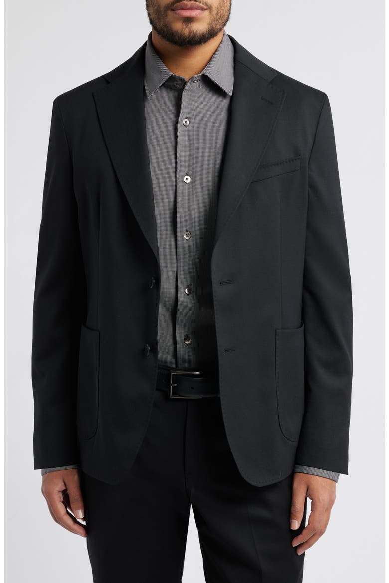 Samuel Solid Stretch Wool Sport Coat, Main, color, BLACK