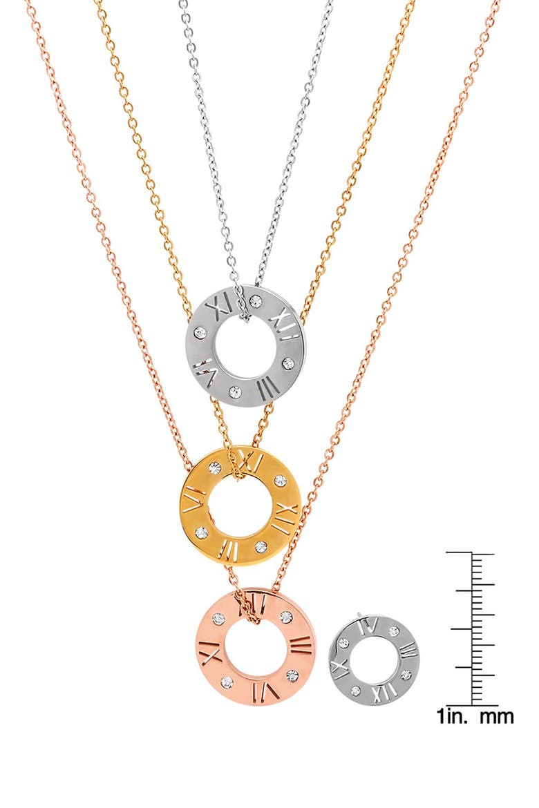 Tricolor Roman Numeral Necklace & Earrings Set, Alternate, color, MULTI