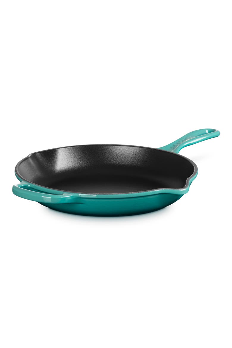 Signature Handle 10 1/4 Inch Enamel Cast Iron Skillet, Alternate, color, RIVIERA