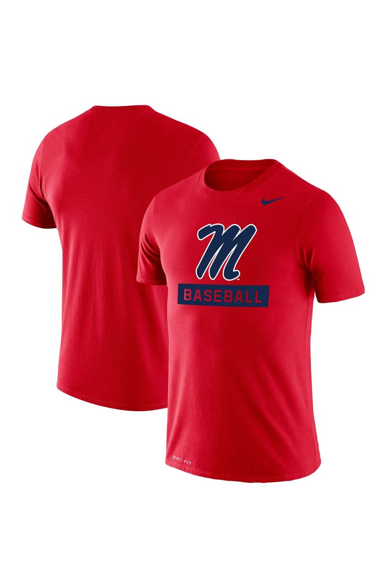 Nike Men's Nike Red Ole Miss Rebels Baseball Logo Stack Legend Slim Fit Performance T-Shirt, Main, color,