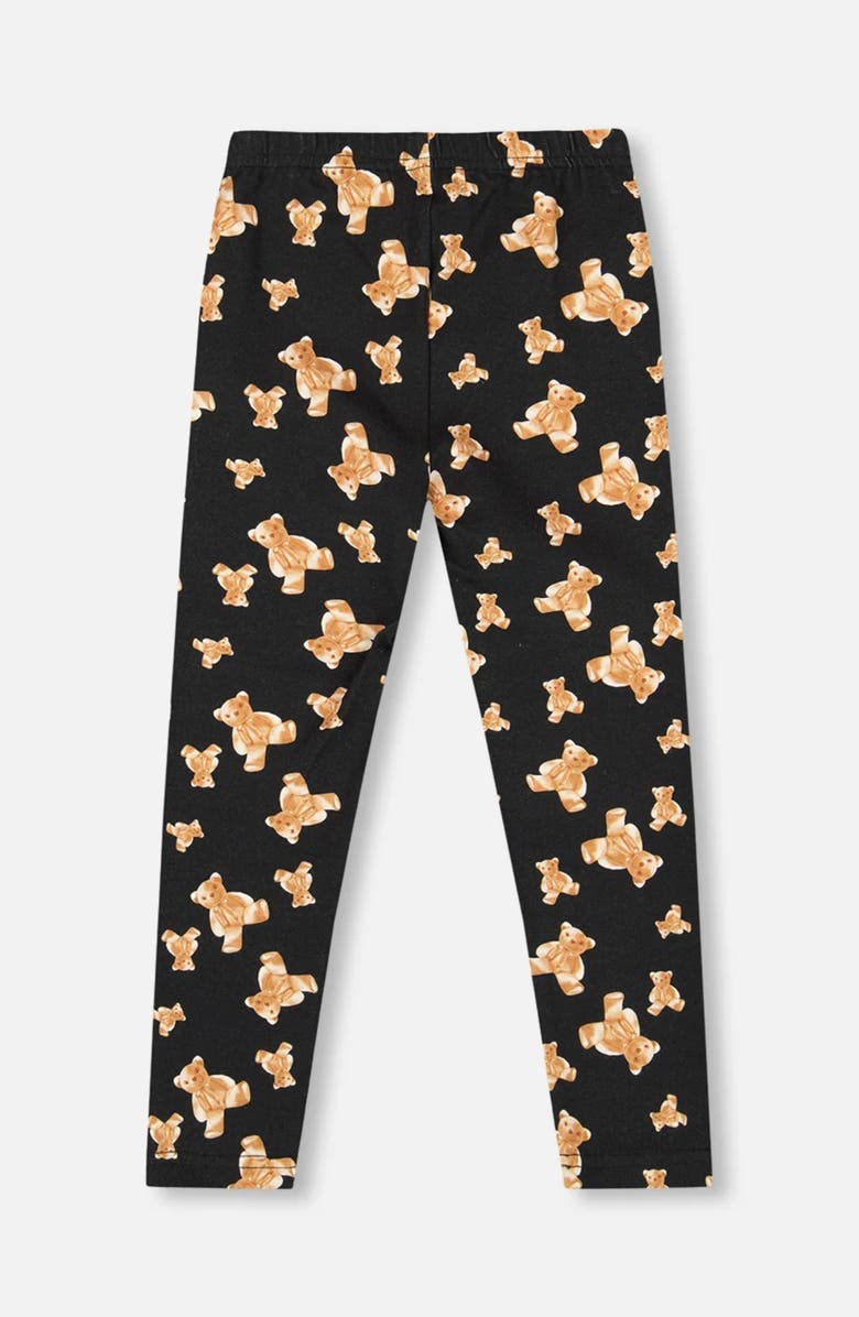 Deux par Deux Jersey Leggings Teddy Bear, Main, color, Black And Brown