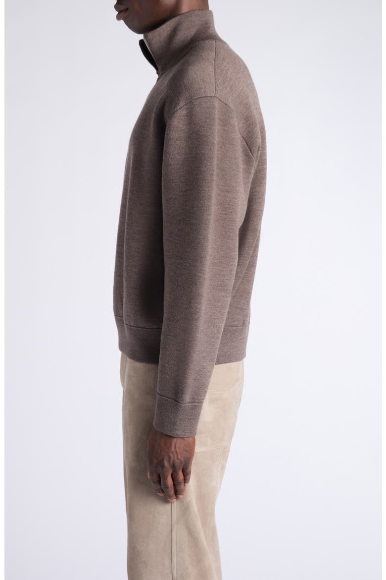 Oversize Double Knit Wool Quarter Zip Sweater, Alternate, color, 2185 MILK CHOCOLATE