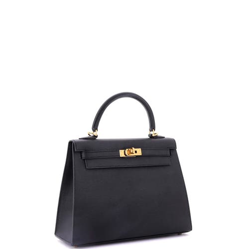 Pre-owned Hermes Hermes Kelly Handbag Black Epsom With Gold Hardware 25 In Black
