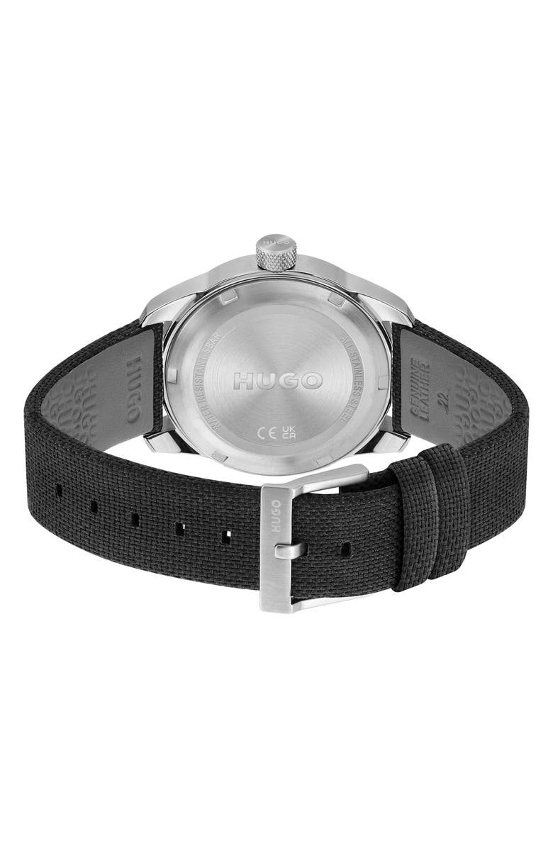 HUGO Trek Nylon Strap Watch, 42mm, Alternate, color,