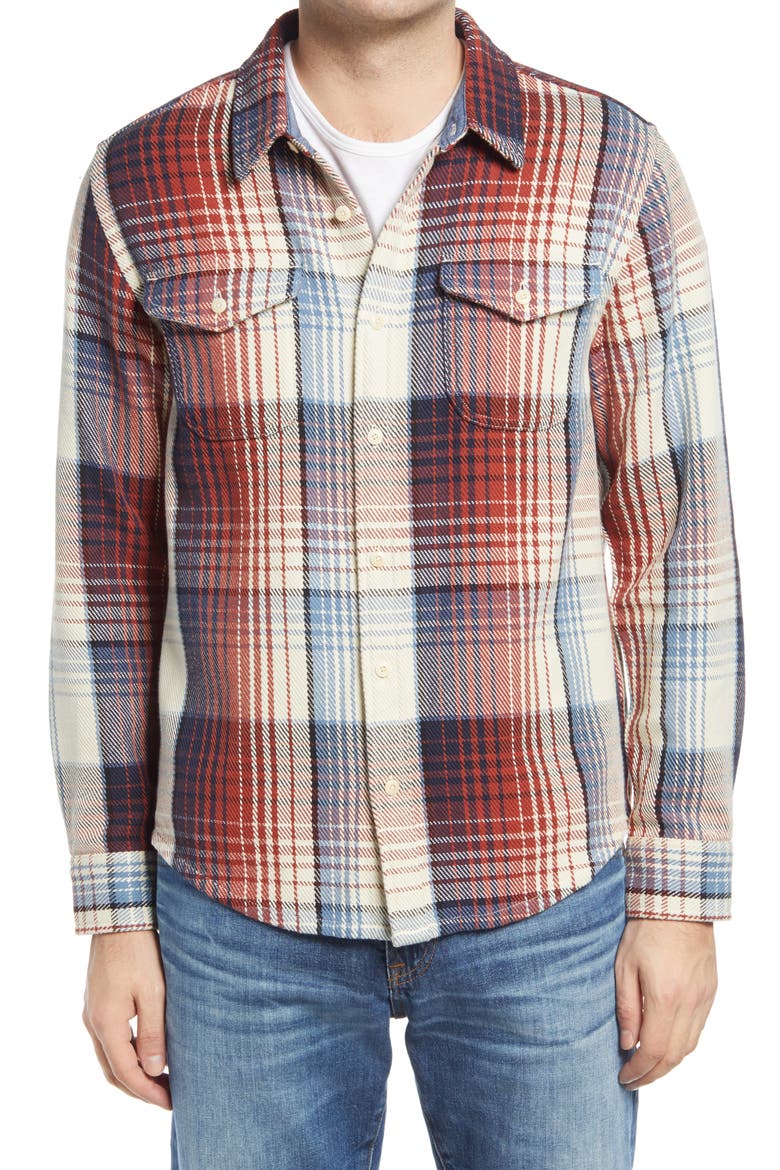 Blanket Cotton Twill Button-Up Shirt, Alternate, color, HENNA ROGUE PLAID