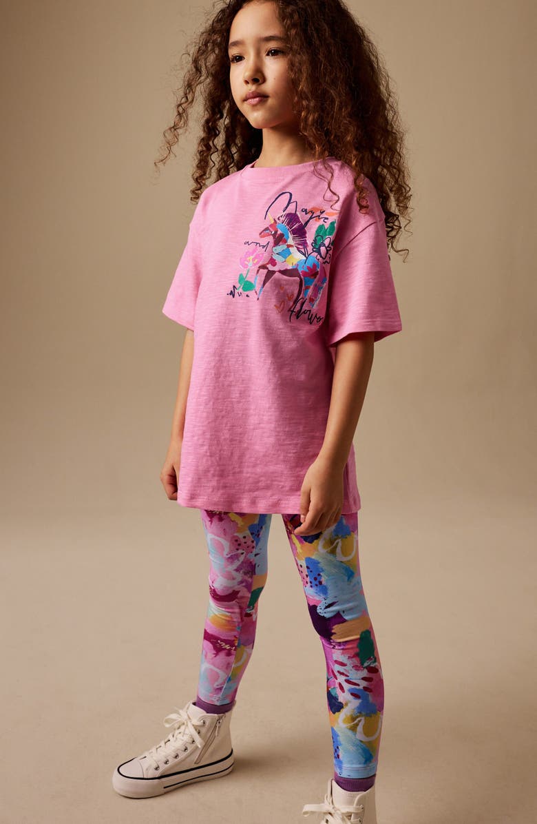 NEXT Kids' Unicorn Graphic T-Shirt & Leggings Set, Alternate, color, Pink