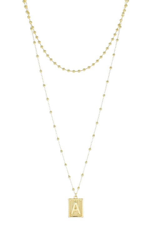 Initial B Dot Layered Pendant Necklace