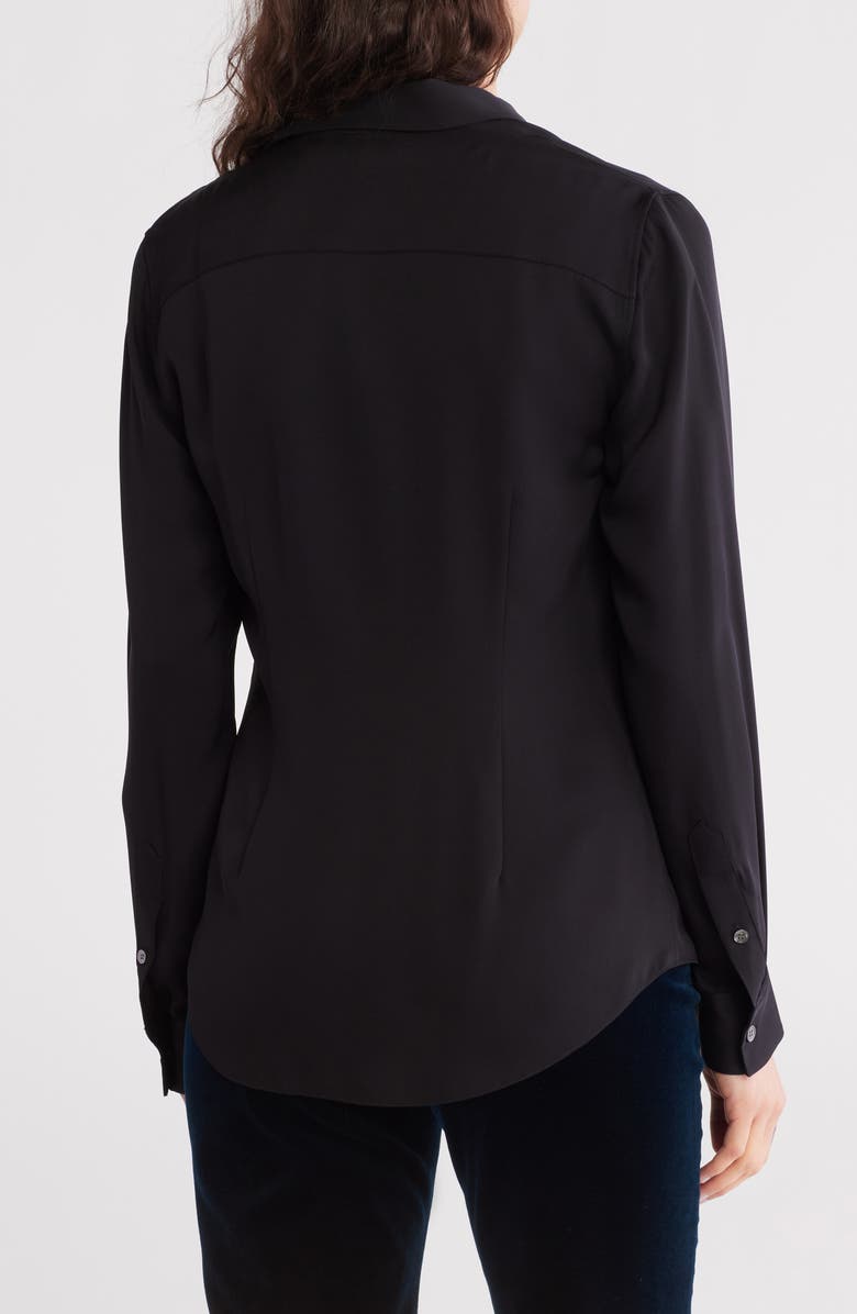 Theory Silk Button-Up Shirt, Alternate, color, Black