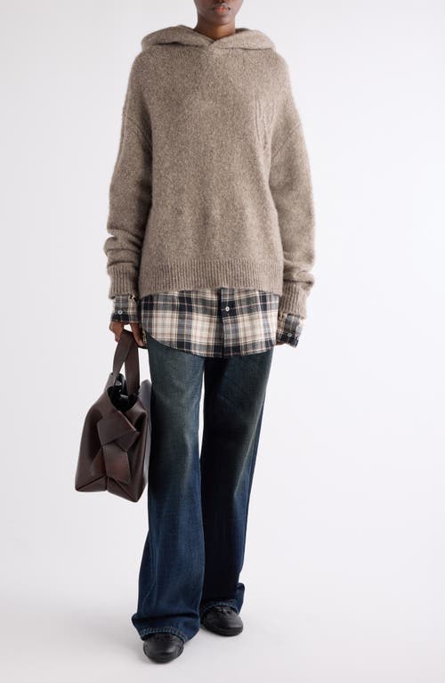 Acne Studios Krisp Layered Yak Hair & Alpaca Blend Sweater Hoodie In Neutral
