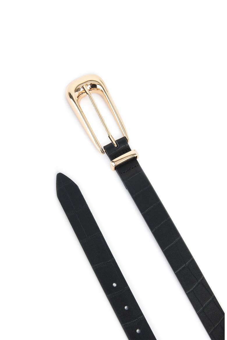 Leather Belt, Alternate, color, BLACK AND GOLD
