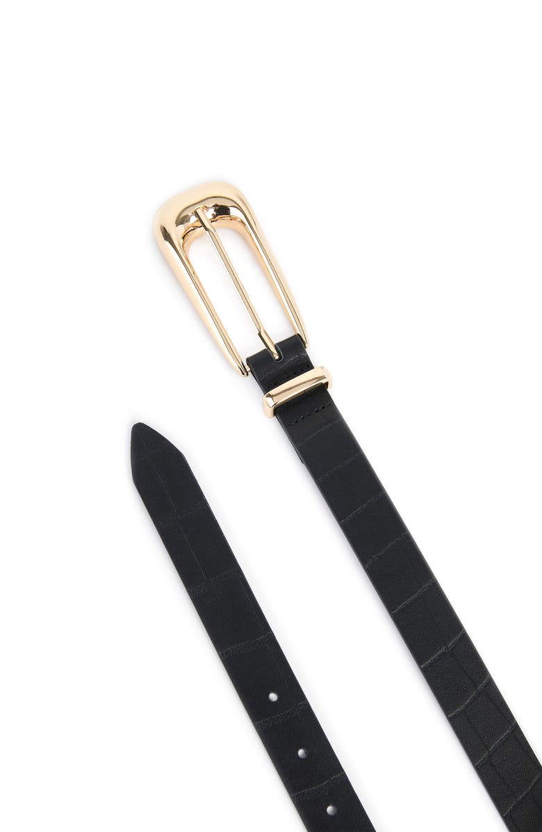 Ettika Snakeskin Print Leather Belt, Alternate, color, Black And Gold