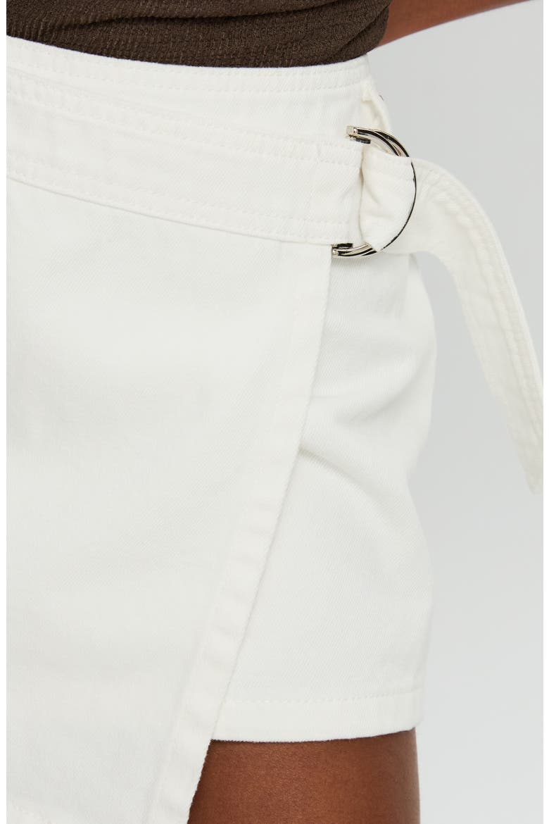 Elinora Wrap Cotton Miniskirt, Alternate, color, WHITE