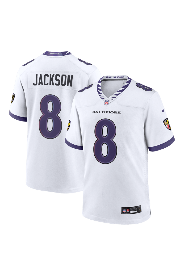 Men's Nike Lamar Jackson White Baltimore Ravens Game Jersey, Main, color, White
