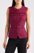 Tahari ASL Metallic Belted Bouclé Vest