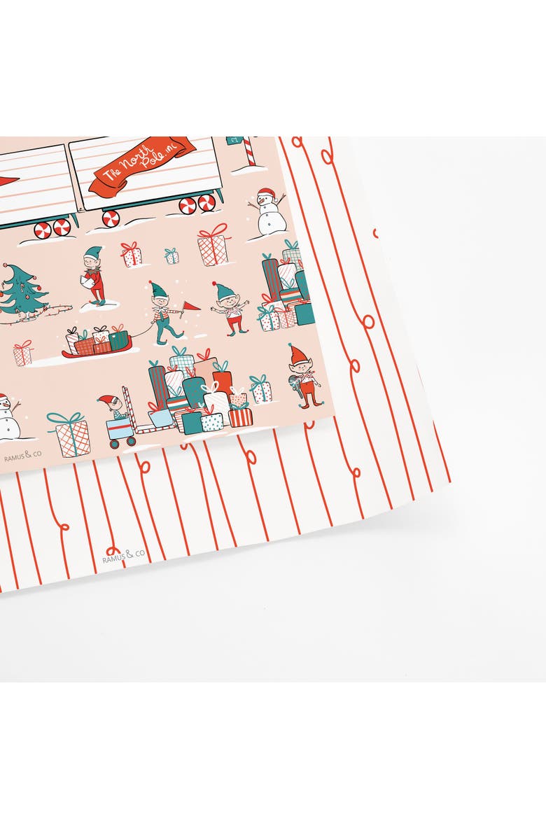 Two-Sided "Elf Workshop" Heavyweight Christmas/Holiday Gift Wrap, Main, color, Multicolored