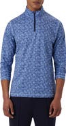 Bugatchi OoohCotton® Frond Print Stretch Cotton Quarter Zip Pullover