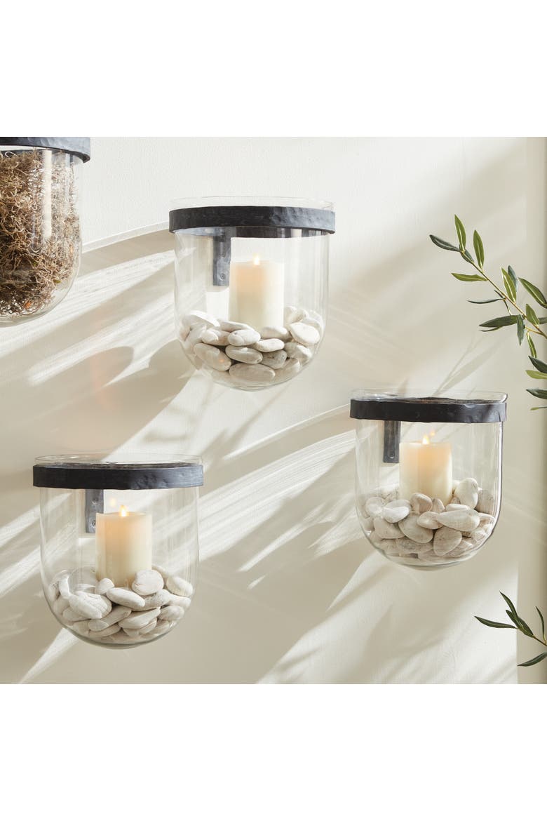Gwen Outdoor Wall Candle Vessel, Alternate, color, Black