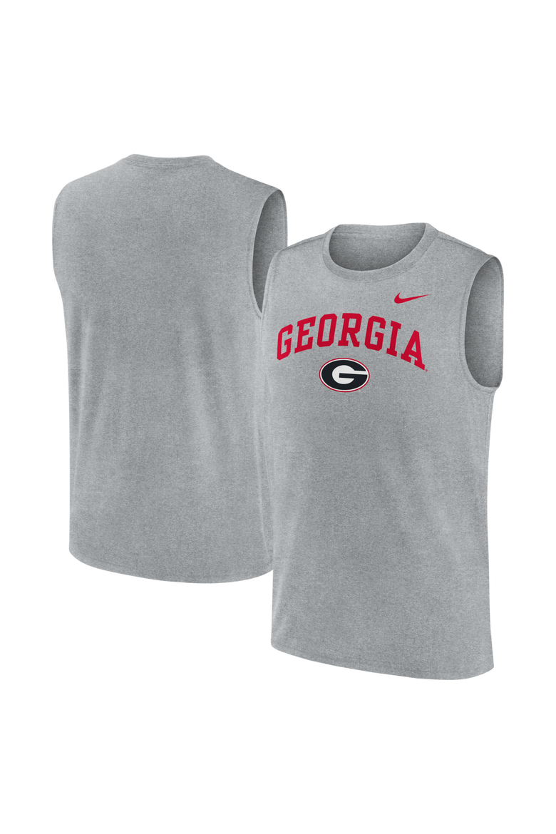 Men's Nike Heather Gray Georgia Bulldogs Primetime Legend Arch Dri-FIT Muscle Tank Top, Main, color, Heather Gray