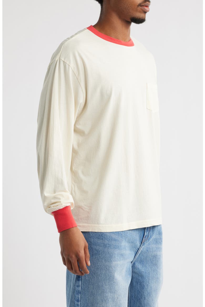 Trophy Long Sleeve Embroidery Ringer T-Shirt, Alternate, color, FIELD WHITE