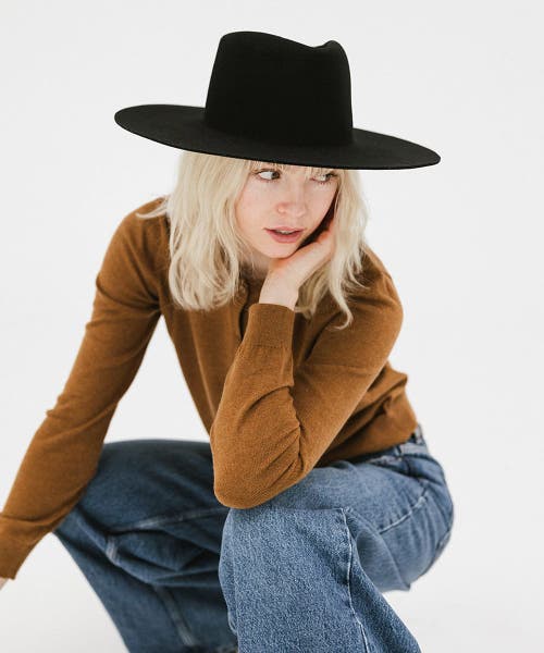 Gigi Pip Dakota Wide Brim Felt Hat In Black
