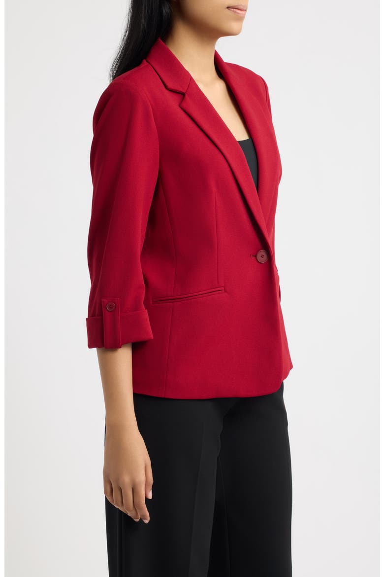 Single Button Notch Collar Blazer, Alternate, color, TITIAN RED