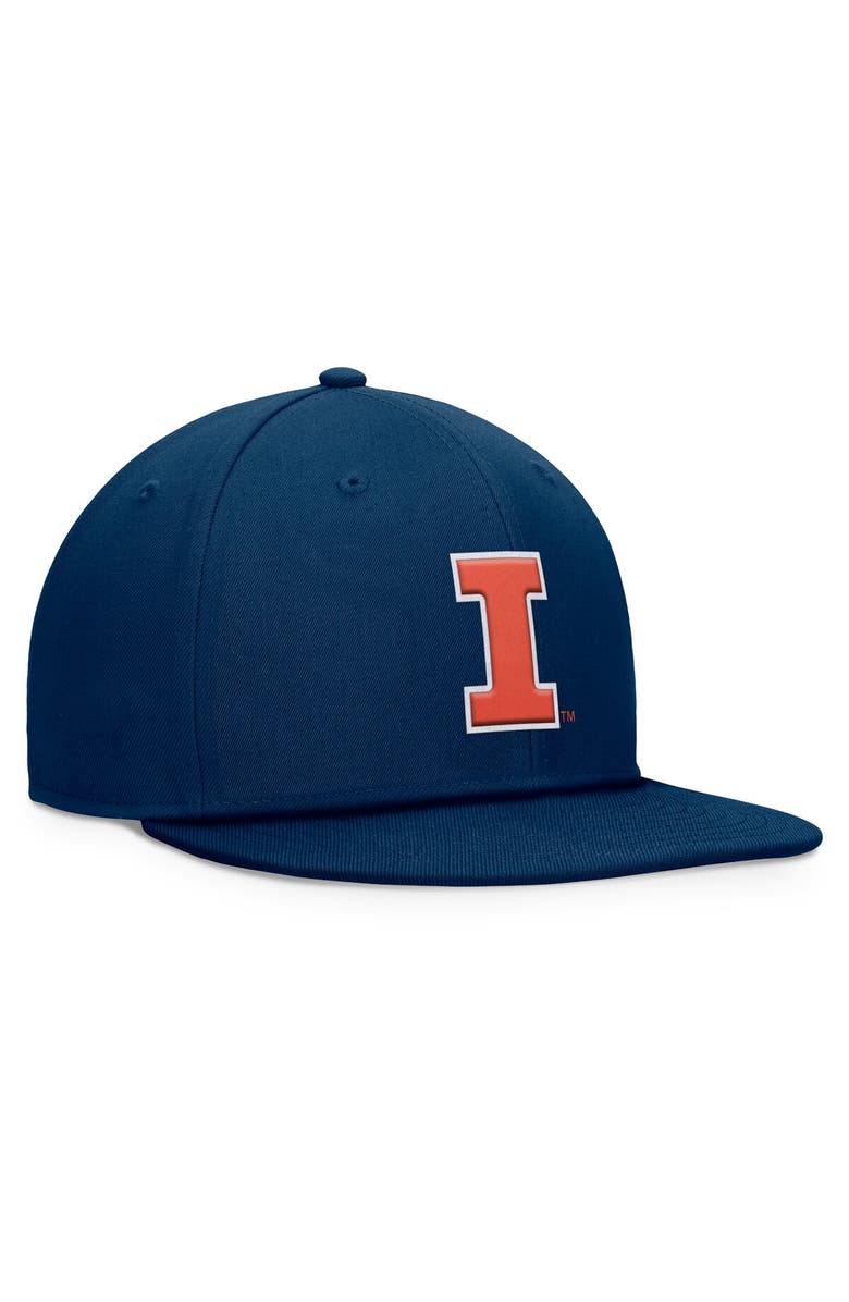 TOP OF THE WORLD Men's Top of the World Navy Illinois Fighting Illini Fundamental Snapback Hat, Alternate, color,
