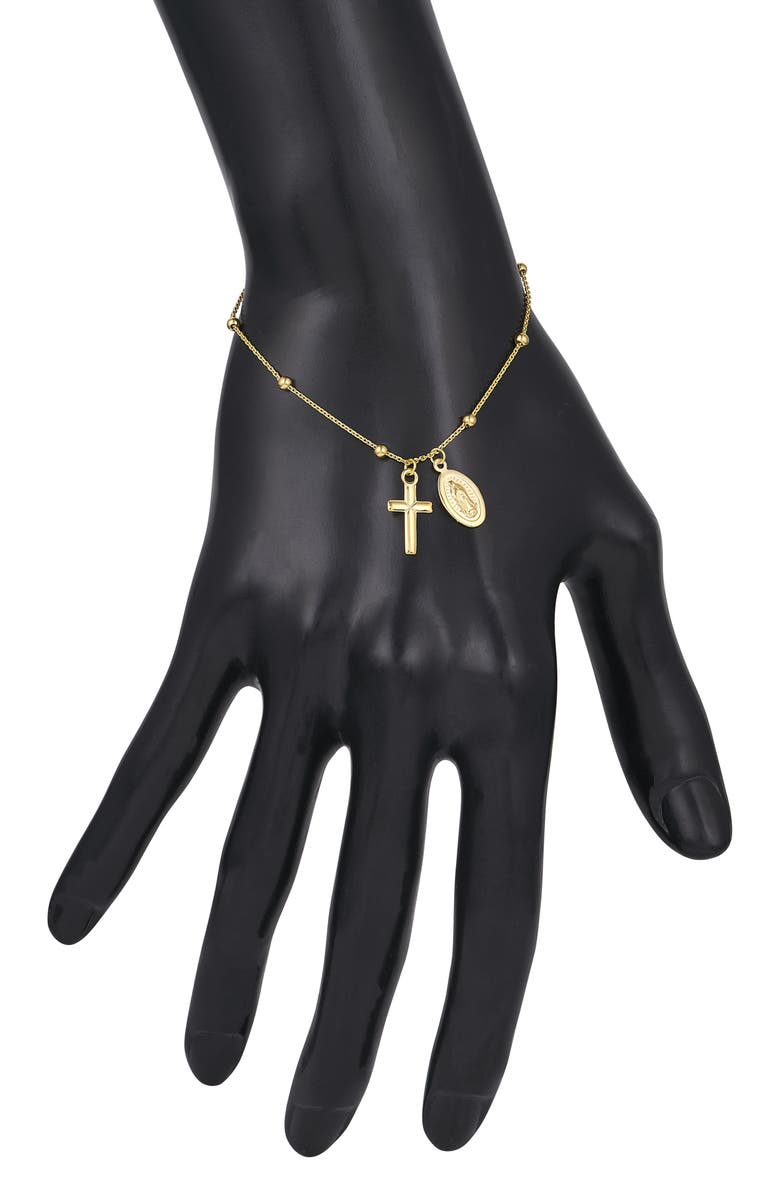 HAWLEY ST 14K Gold Virgin Mary & Cross Charm Chain Bracelet, Alternate, color, 